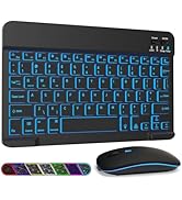 LAMA 7 Colors Backlit Bluetooth Keyboard and Mouse Combo for iPad Pro/Air/Mini, Ultra-Slim Rechar...