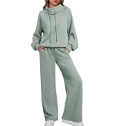 AUTOMET Lounge Sets for Women Sweatsuits 2 Piece Outfits 2023 Fall Drawstring Sweatshirt Wide Leg...