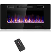 ARLIME 36” Electric Fireplace, Ultra-Thin Wall Firebox Heater w/Remote Control &amp; Timer, 12 Flame ...