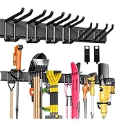BlumeTrec Garage Tool Organizer Wall Mount, 48" Heavy-Duty Metal Wall Organizer, 3 Rails with 6 A...