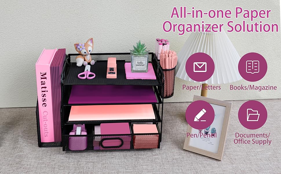 metal mesh desk file organizer