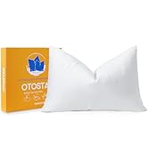 OTOSTAR Pack of 1 Down and Feather Throw Pillow Inserts, 12 x 20 Soft Fluffy Pillow Inserts with ...