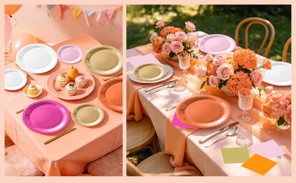 orange and pink party decorations