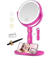 MOMOKUBA Makeup Mirror with Lights, 30X Magnifying &amp; Height Adjustable, Lighted Magnifying Mirror...