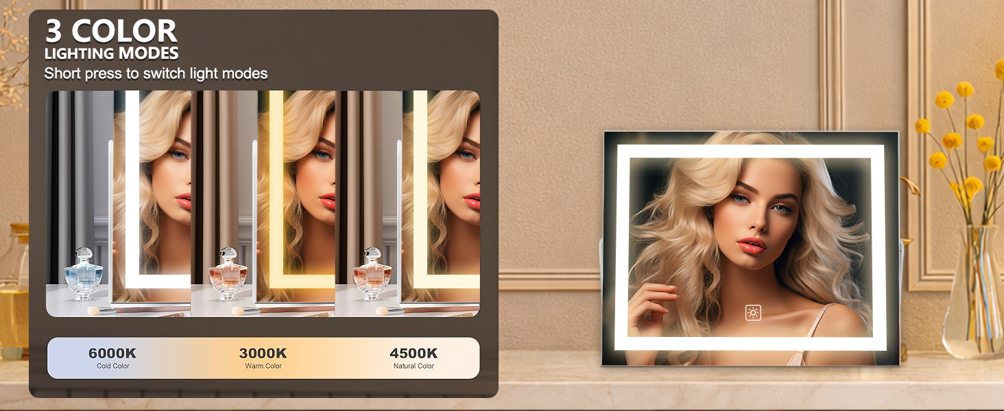 LED vanity mirror for desk