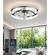 Aphyni Ceiling Fans with Lights and Remote, 19.7'' Low Profile Ceiling Fan, 1-6 Wind Speeds, 3000...