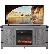 JUMMICO Modern TV Stand with Double Barn Doors Storage Cabinets for TVs to 65+ Inch, Farmhouse TV...
