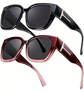 LVIOE 2 Pack Polarized Fit Over Sunglasses for Women Men Oversized Square Over Glasses Sunglasses...
