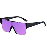 LYZOIT Square Sunglasses Women Men Flat Top Mirrored Sunnies Shades UV Protection