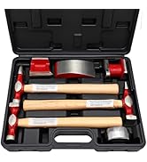 PASBAS 7 Piece Auto Body Repair Kit,Hammer and Dolly Tools with Carbon Steel on Wood Handles,Perf...