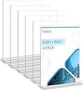 TONICE Acrylic Sign Holder 8.5 x 11 inch 6 Pack Double-Sided Plastic Sign Holder Stand Vertical D...