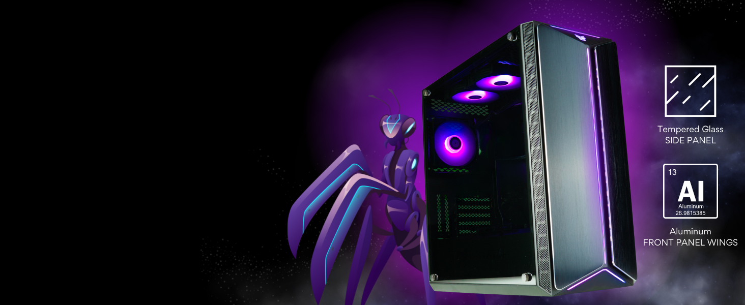 The Mantis ESports gaming PC case has so many features, like 6 pre-installed ARGB PWM fans