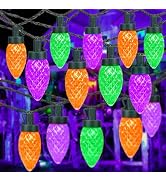2PK 100LED C9 Orange Purple Green Halloween String Lights Outdoor Plug in | Waterproof IP44, Indo...