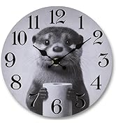 Tikonir Funny Otter Bathroom Clock Waterproof, 8 Inch Small Wall Clocks Battery Operated, Silent ...