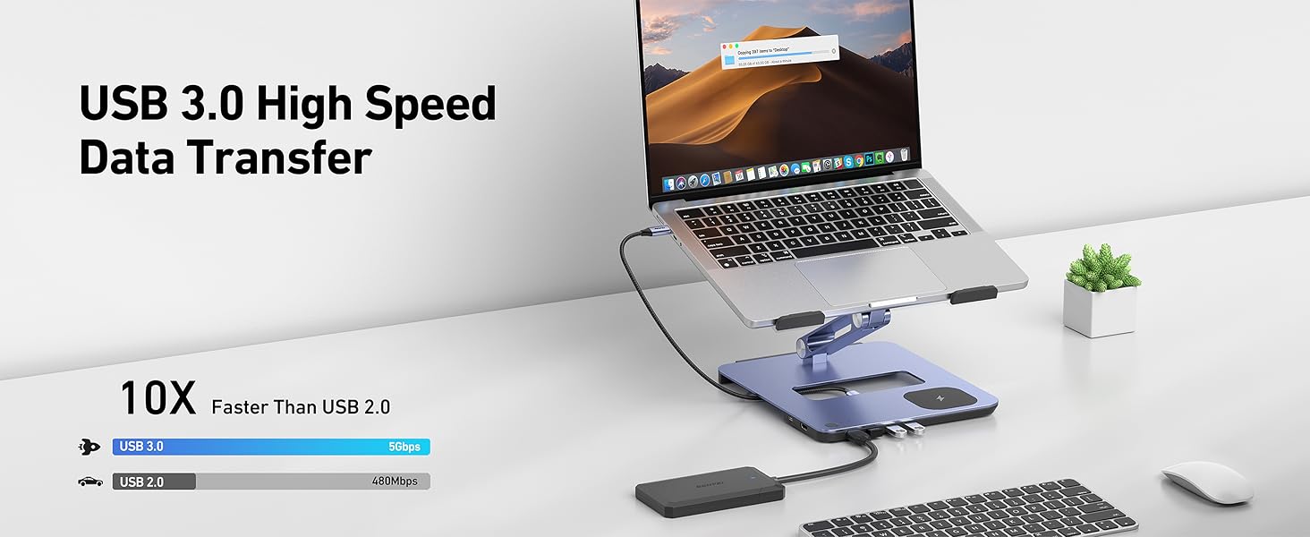 BENFEI Laptop Stand with USB C 6in1 Docking Station