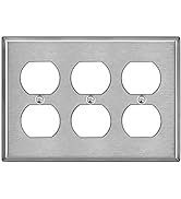 BESTTEN 3-Gang Duplex Stainless Steel Wall Plate with White or Clear Plastic Film, Standard Size,...