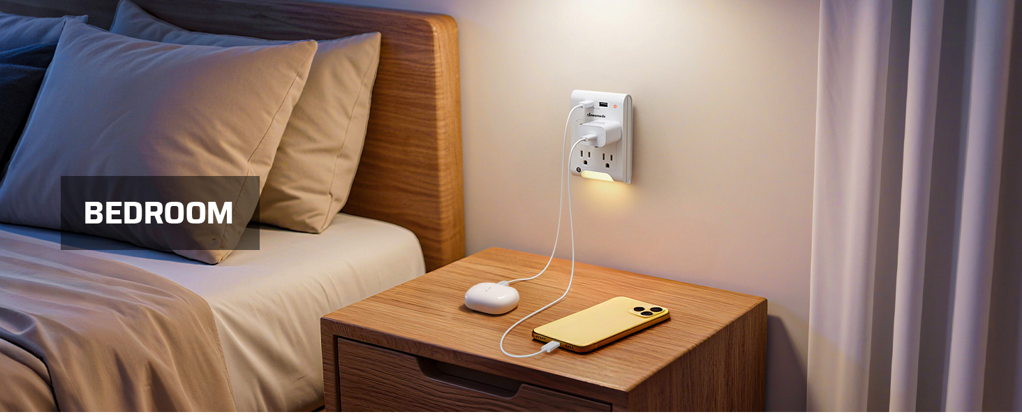 DEWENWILS Outlet Splitter for Bedroom