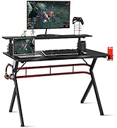Tangkula Gaming Desk, Professional Gamer Workstation with Cup Holder, Headphone Hook, Handle Rack...
