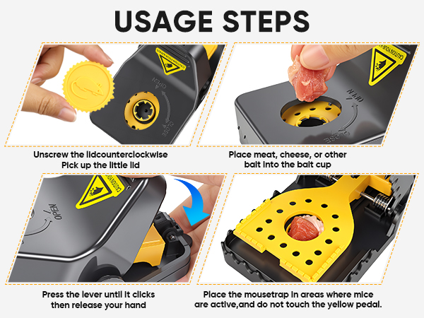 Reusable Mouse Trap, Easy Step-by-Step Usage Instructions for Home Pest Control