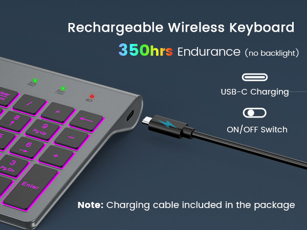 rechargeable Wireless keyboard long lasting