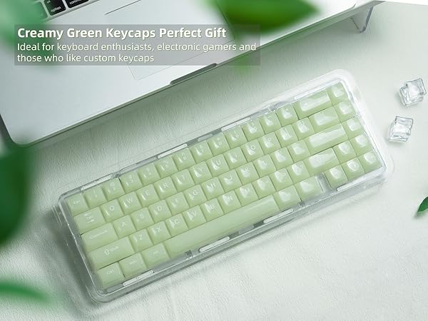 Keyboard Keycaps Jelly Ceramic Keycaps Style, Clear Creamy Matcha Green Key Cap Transparent Custom