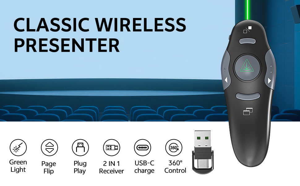 PRESENTATION CLICKER WITH LASER GREEN