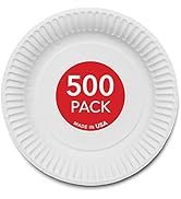 Stock Your Home 9-Inch Paper Plates Uncoated, Everyday Disposable Plates 9" Paper Plate Bulk, Whi...