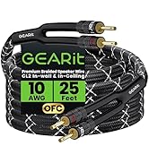 GEARit 10AWG Speaker Cable Wire with Gold-Plated Banana Tip Plugs (25 Feet) in-Wall CL2 Rated, He...