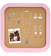 Cork Board Bulletin Board, 9.8'' x 9.8'' Small Wall Mounted or Desk Corkboard,Display Board for B...