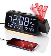 Projection Alarm Clock,Digital Clock with 350° Rotatable Projector,Weekday/Weekend Mode,5-Level D...