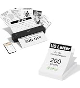 HPRT Inkless Portable Printer Wireless for Travel,Thermal Printer MT620 Pro,300 DPI,Black Thermal...