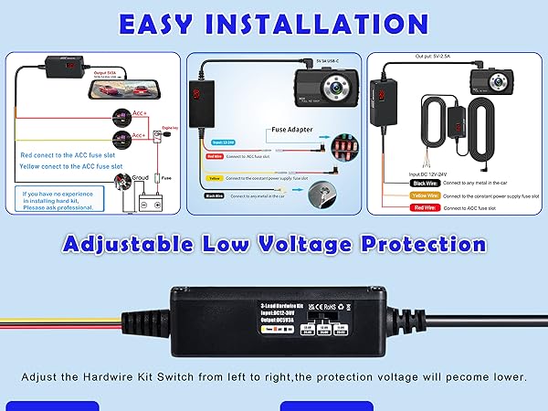 Dashcam Voltage Reduction Cable