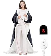 HOW'S MY HOUSE Wearable Heated Blanket with Foot Pocket, Electric Snuggle Blanket with Sleeves, F...