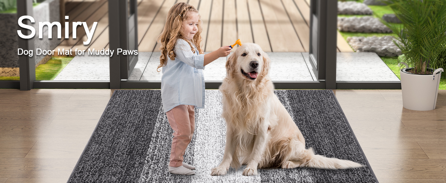 smiry Dog Door Mat for Muddy Paws