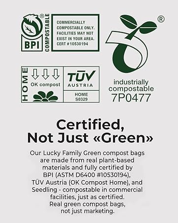 Certified compostable trash bags for countertop bins