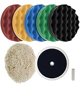 TCP Global Ultimate 6 Pad Buffing and Polishing Kit with 6-8" Pads; 5 Waffle Foam &amp; 1 Wool Grip P...