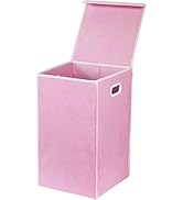 Simple Houseware Foldable Laundry Hamper Basket with Lid, Pink