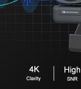 Text reads '4K' and 'High'. Dark product promotional image with technical specifications overlay.