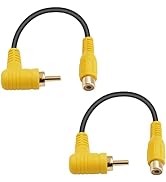 Duttek 90 Degree Short RCA Extension Cable 6in/15cm, 24K Gold-Plated RCA Subwoofer Cable, RCA Mal...