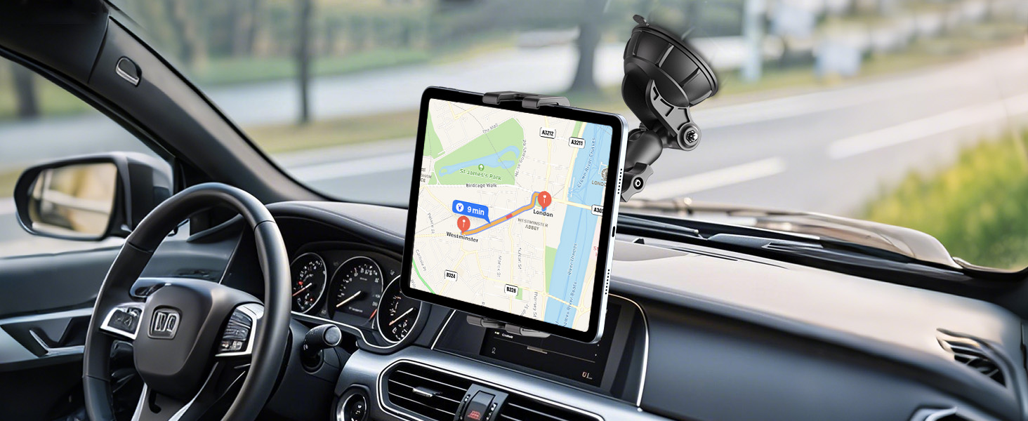 PLDHPRO Tablet Holder for Car Dashboard &amp;amp; Windshield, Universal iPad Car Mount Suction Cup Stand