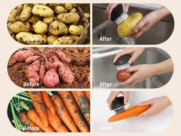 MR.SIGA Fruit and Vegetable Cleaning Brush with Non Slip Comfortable Grip, Pack of 2, Black