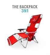 Ostrich Deltess 3N1 Portable Tanning Chair, Reclining Outdoor Lounger, and Cooler Bag, Lightweigh...