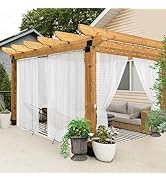 All Weather White Outdoor Sheer Curtains for Patio Waterproof 6 Pcs Linen Look Rod Pocket Indoor ...