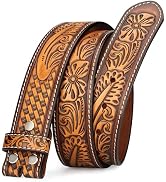 TYWestyles No Buckle Full Grain Leather Belt Men Women Fits With 1.5 Inch Buckle