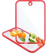 YUGUARD Cutting Board with Red Silicone Edge, 2Pcs Non-Slip Chopping Board Set for Kitchen &amp; Coun...