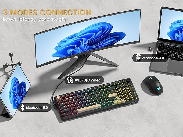 Redragon K742 Wireless Mechanical Gaming Keyboard with Knob