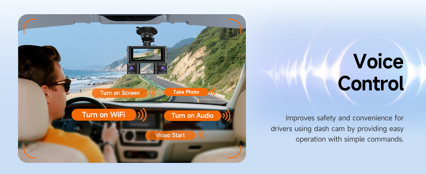 4 channel 360 dash cam with voice control