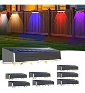 RGB Solar Fence Light, 10 Colors Outdoor Lighting Set, 2 Modes Solar Powered LED Lights, IP65 Wat...