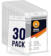 30 Pack Badge Holder, Plastic ID Badge Holder, Clear Waterproof ID Card Holder with Resealable Zi...
