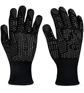 FITFIV BBQ Gloves, Oven Gloves, 1472°F Extreme Heat Resistant Barbecue Gloves, Silicone Non-Slip ...